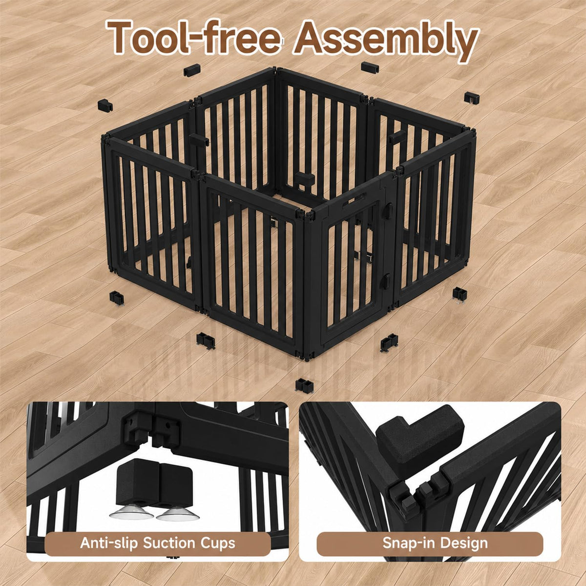 everfront Pet Playpen in 24", Black