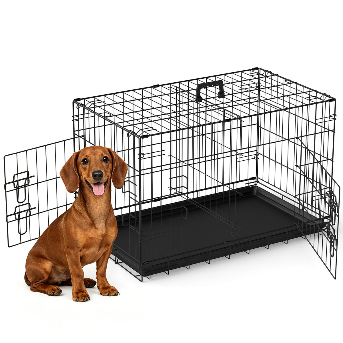FDW Animal Cage in 30.0"L x 18.0"W x 20.0"H, Black