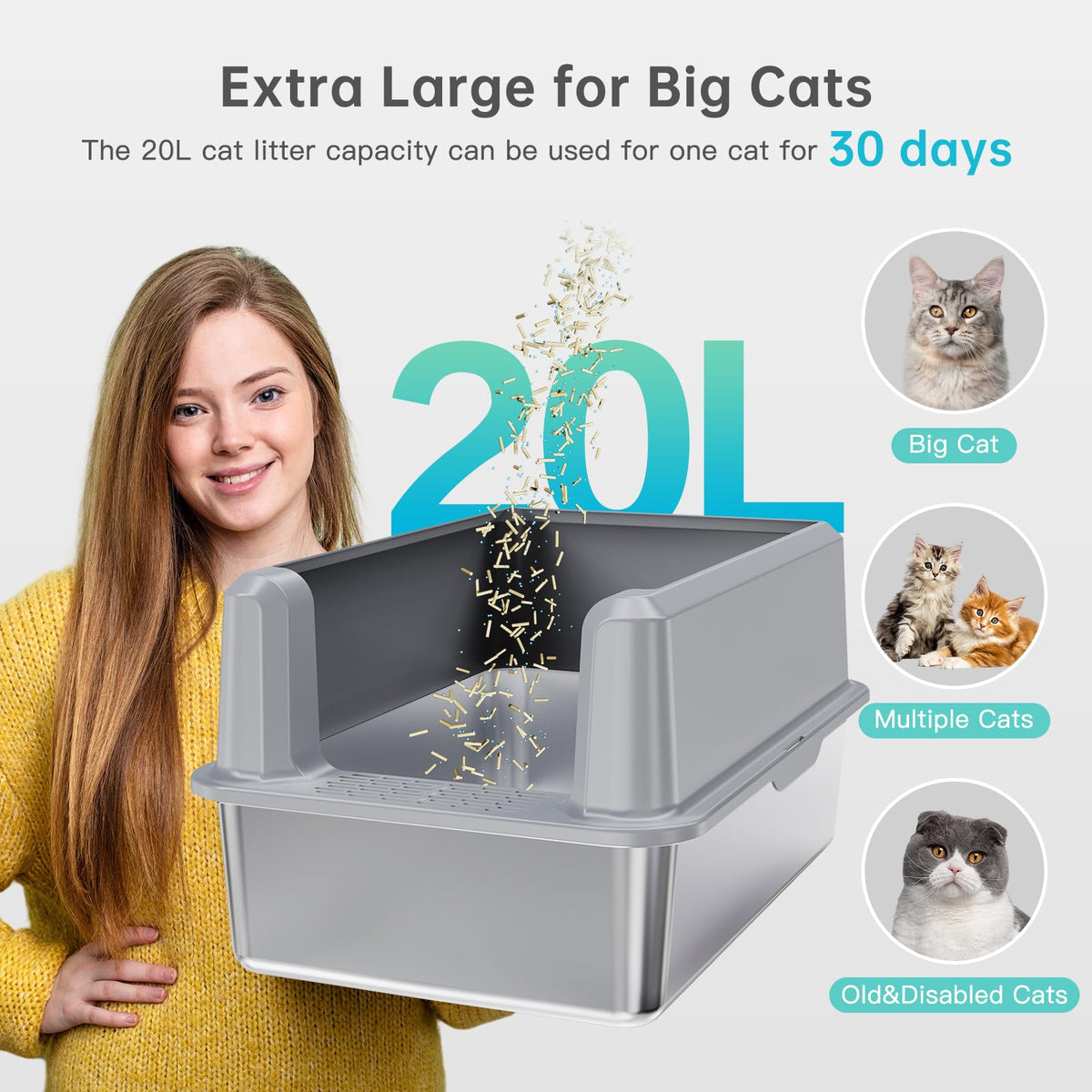 WoofiGo Litter Box in X-Large, SH-Light Gray