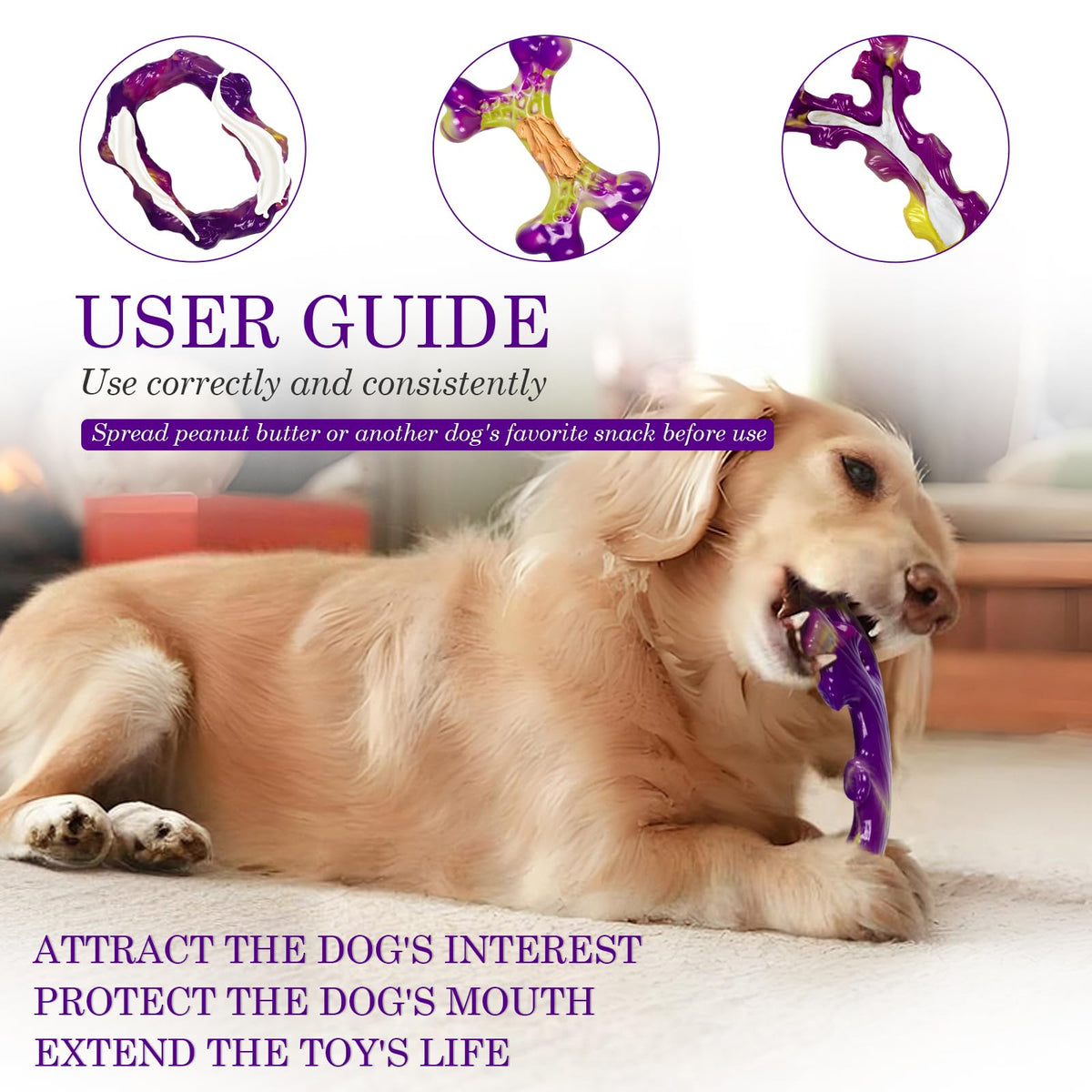 Frienhund Pet Toy in 3 Pack, Purple