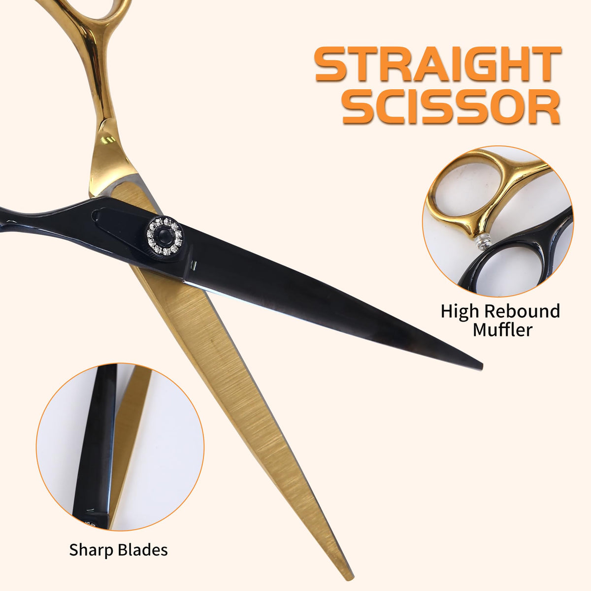 hyzrqwyw Scissors in 4 pieces - Professional Kit, Black Gold