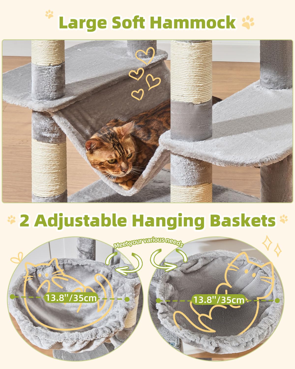 Taoqimiao Pet Activity Structure in 76 inch, Light Gray