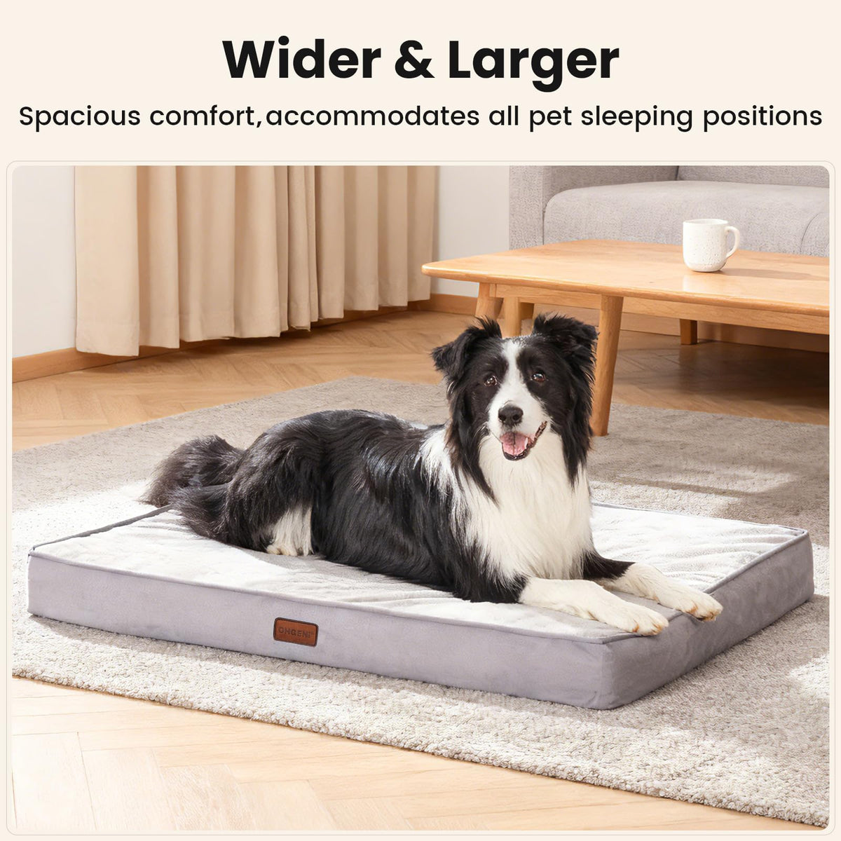 OhGeni Pet Bed Mat in 36" x 27" x 3.5" (For Sprawling), 01-Gray