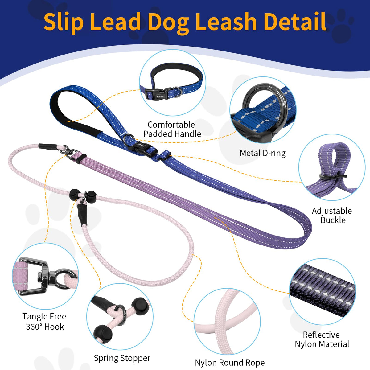 kazazoo Leash in Adjustable (5.5ft to 8.5ft), Gradient Purple