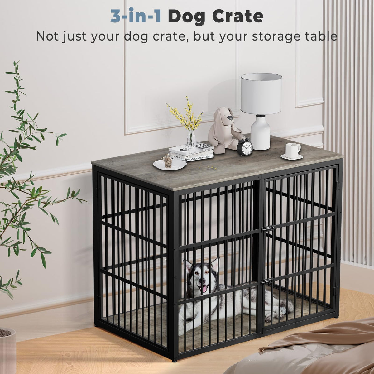 Lyromix Animal Cage in 47.2"L x 29.1"W x 37.6"H, Ancient gray