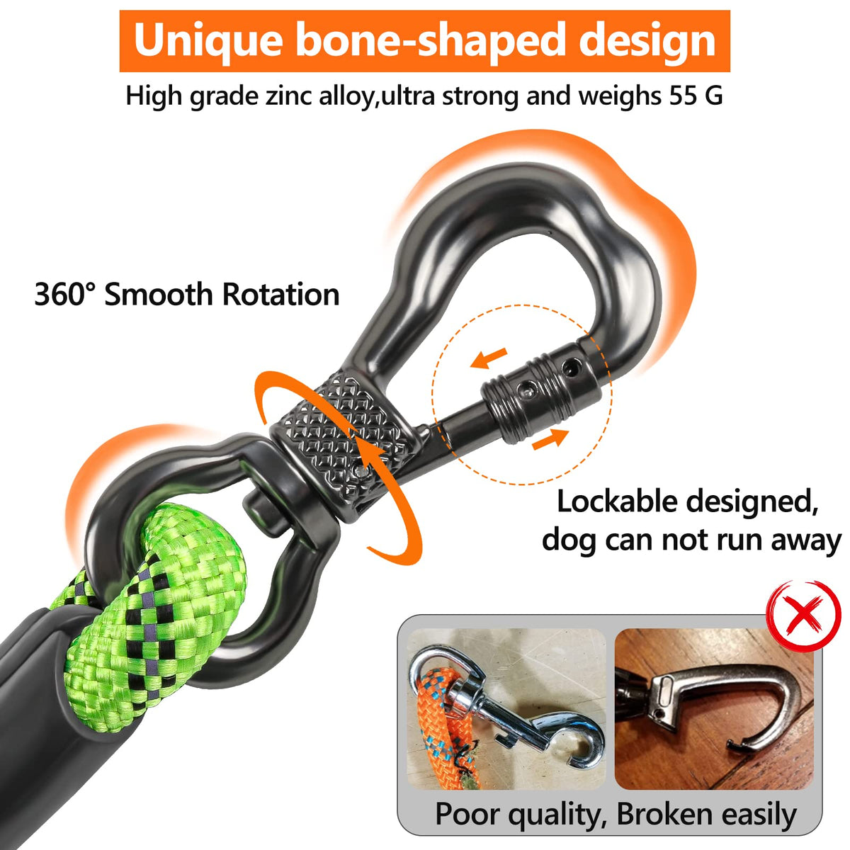 NTR Leash in 15ft*1/2", Green