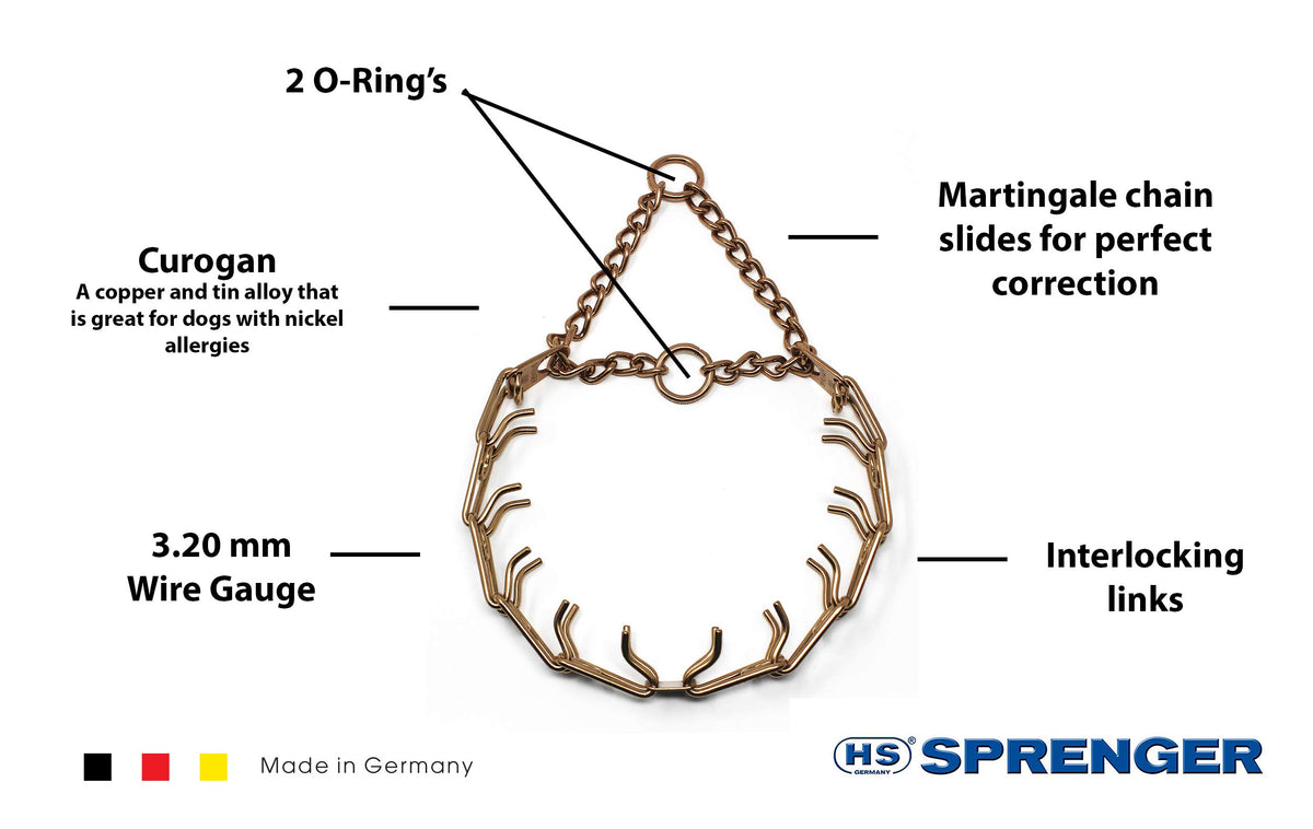 Herm Sprenger Animal Collar in 23in (58cm) x 3.2mm, Gold