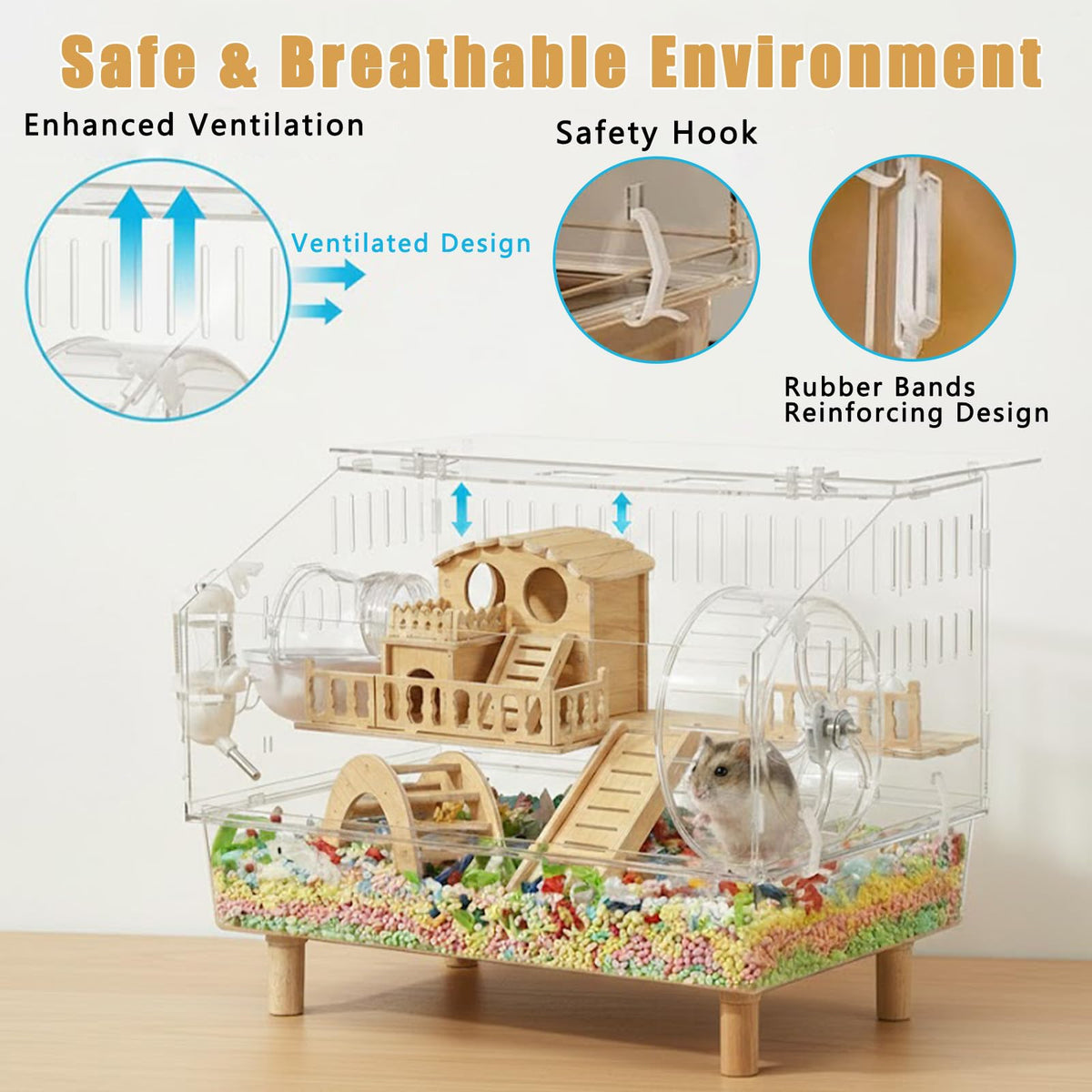 WflamaS Animal Cage in 18.0"L x 11.0"W x 14.6"H, Clear