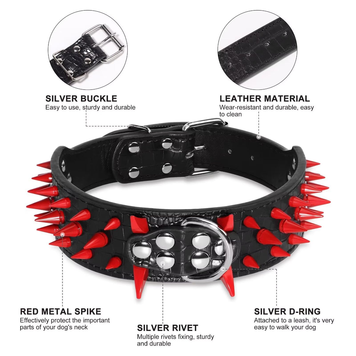 Beirui Animal Collar in Neck 21-24'', Black(Black)