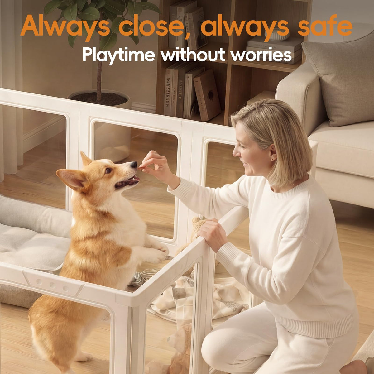 JEKO&JEKO Pet Playpen in Medium, White