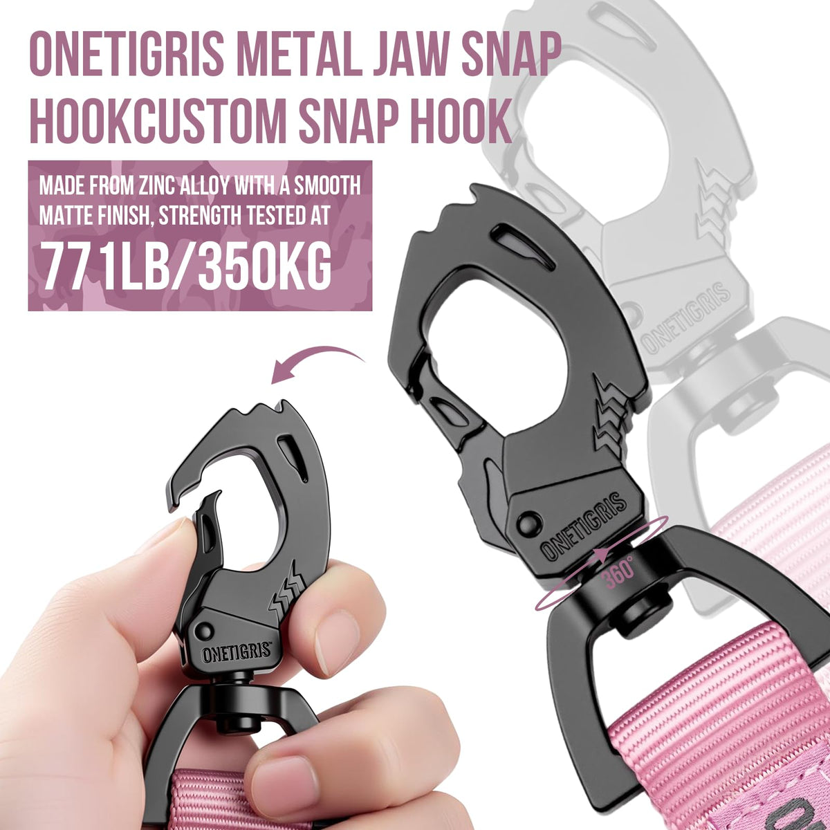 ONETIGRIS Leash in 85cm-118cm/33.5in-46.5in, Pink