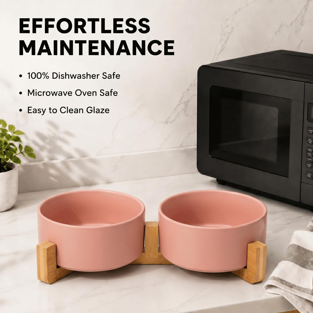 SPUNKYJUNKY Pet Feeder in 3.6 cups, Pink × 2