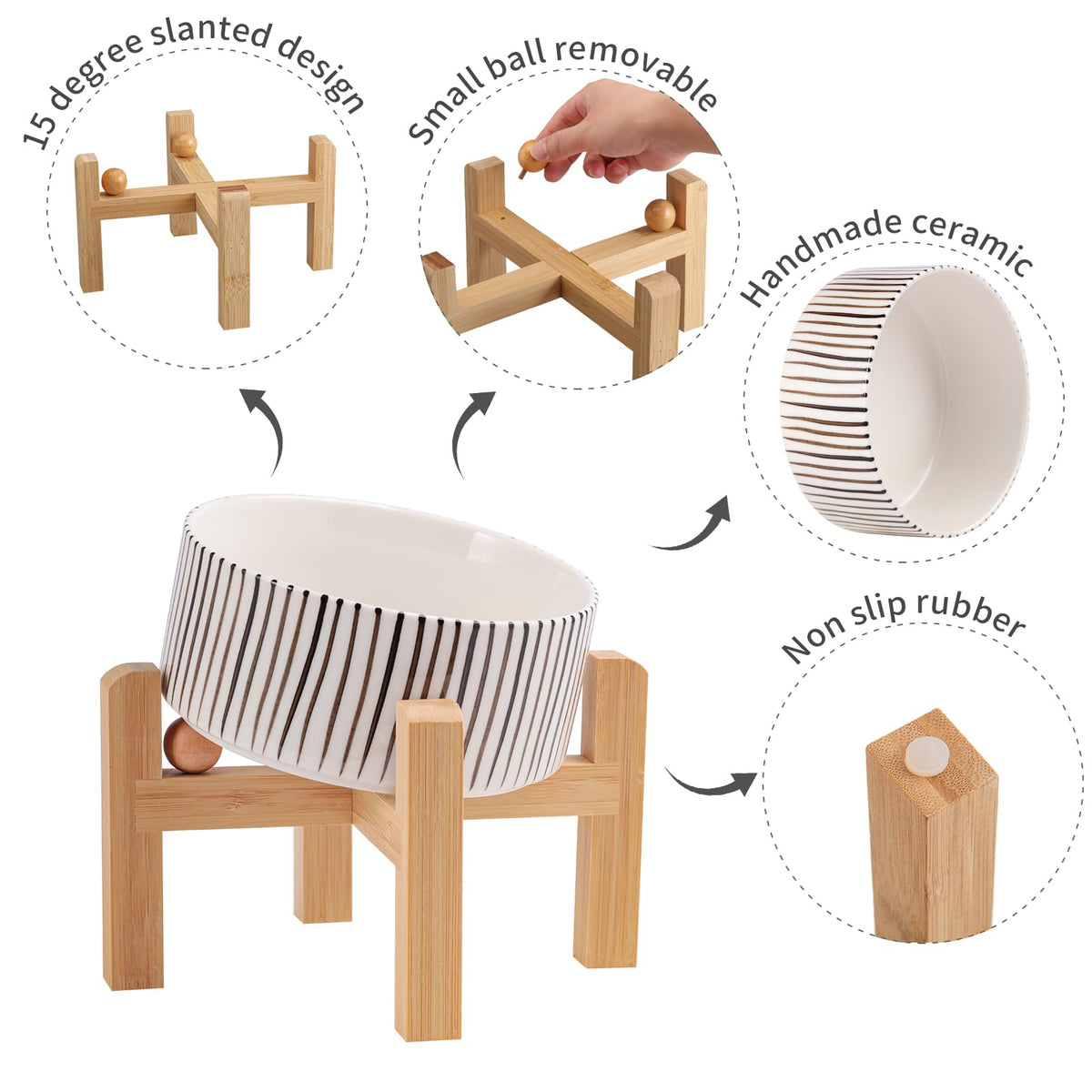 DJJJOOYS Pet Feeder in Slanted Small Dog Bowl, vertical stripe