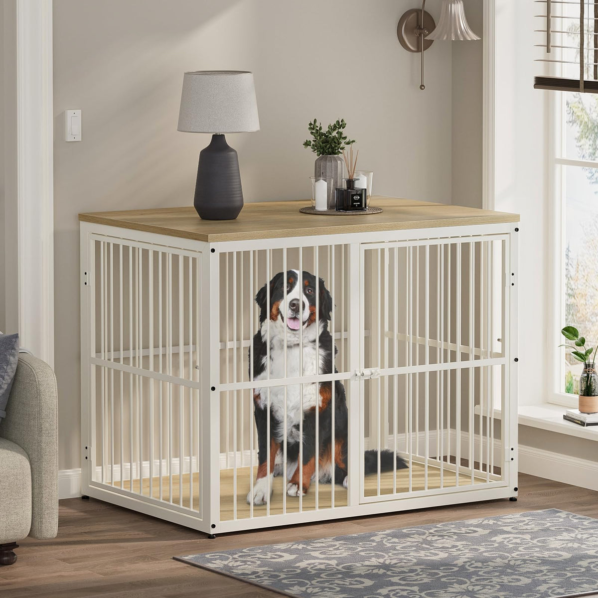 Lyromix Animal Cage in 43.3"L x 29.9"W x 33.1"H, Natural Beech