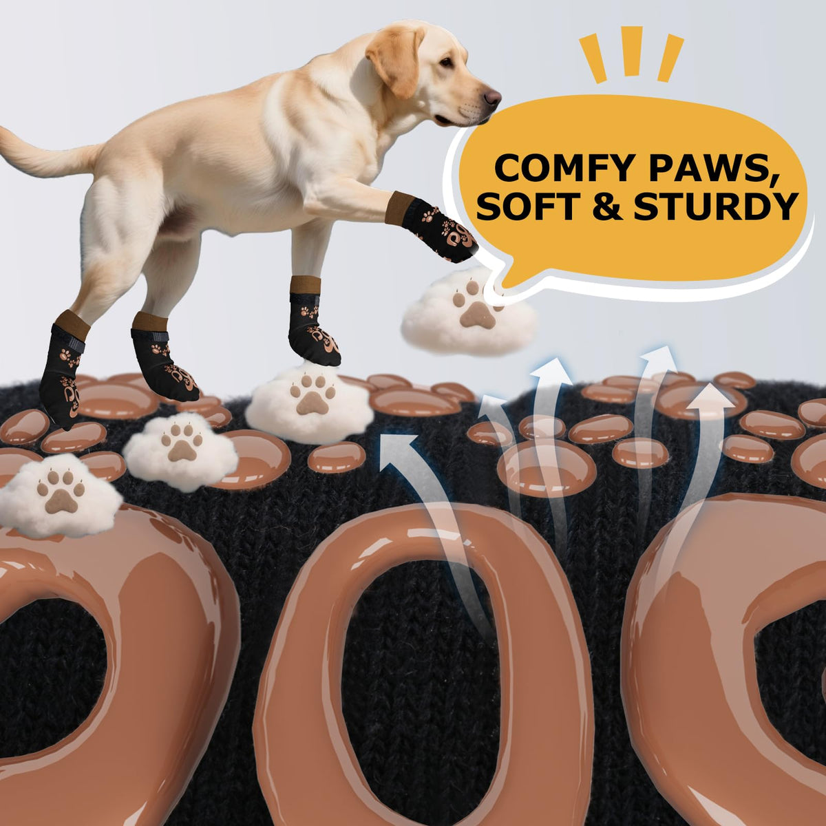 ROUWINNE Paw Hoof Protector in XS(Pack of 4), Black and Caramel