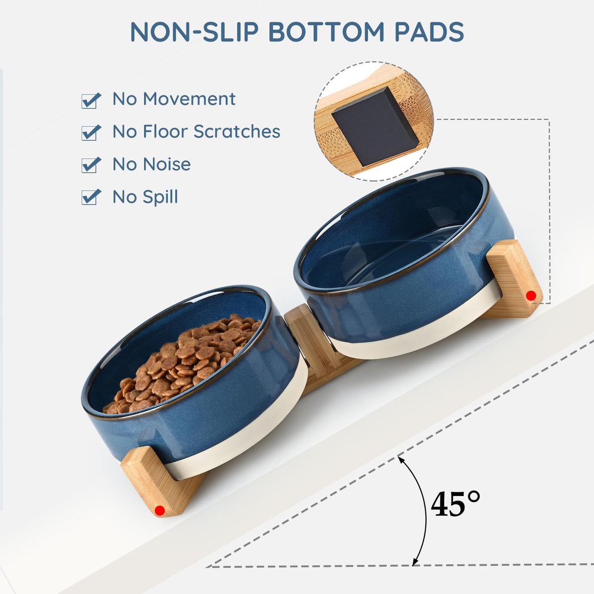 SPUNKYJUNKY Pet Feeder in 1.7 cups, Pattern Blue × 2