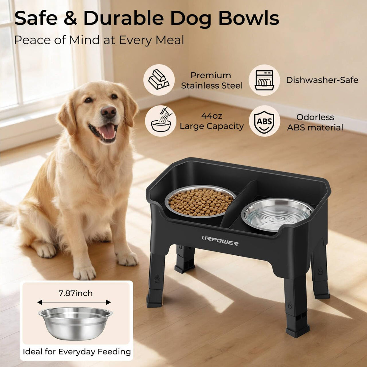 URPOWER Pet Feeder in Medium, Black