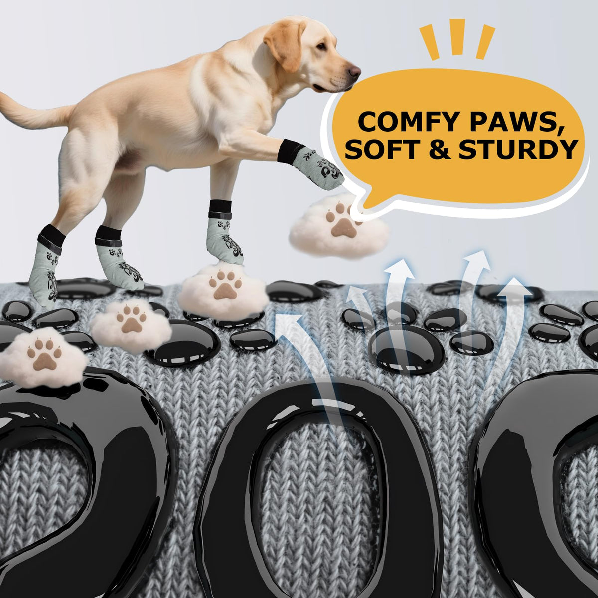 ROUWINNE Paw Hoof Protector in XS(Pack of 4), Light Grey and Black