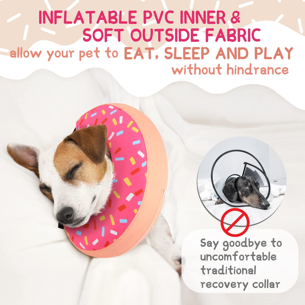 Supet Animal Recovery Collar Cone in XS(Neck 4"-7"), Donut Pink