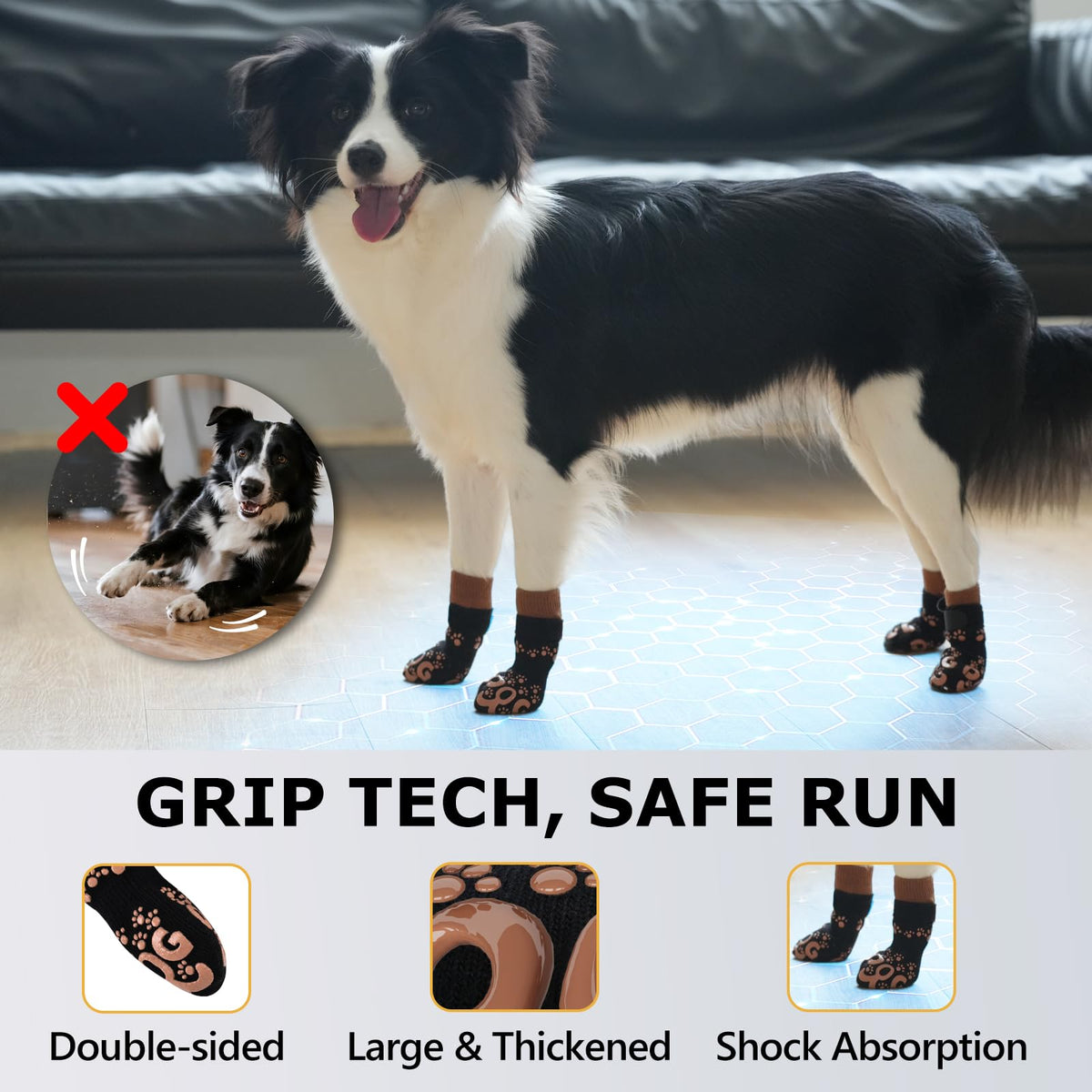ROUWINNE Paw Hoof Protector in XS(Pack of 4), Black and Caramel
