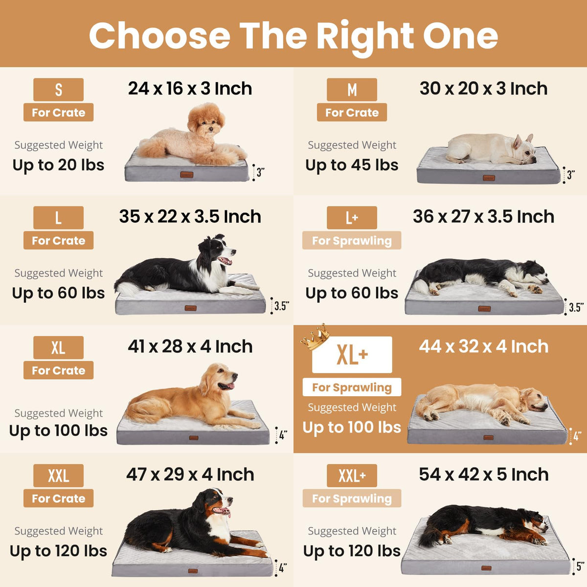 OhGeni Pet Bed Mat in 44" x 32" x 4" (For Sprawling), 01-Gray