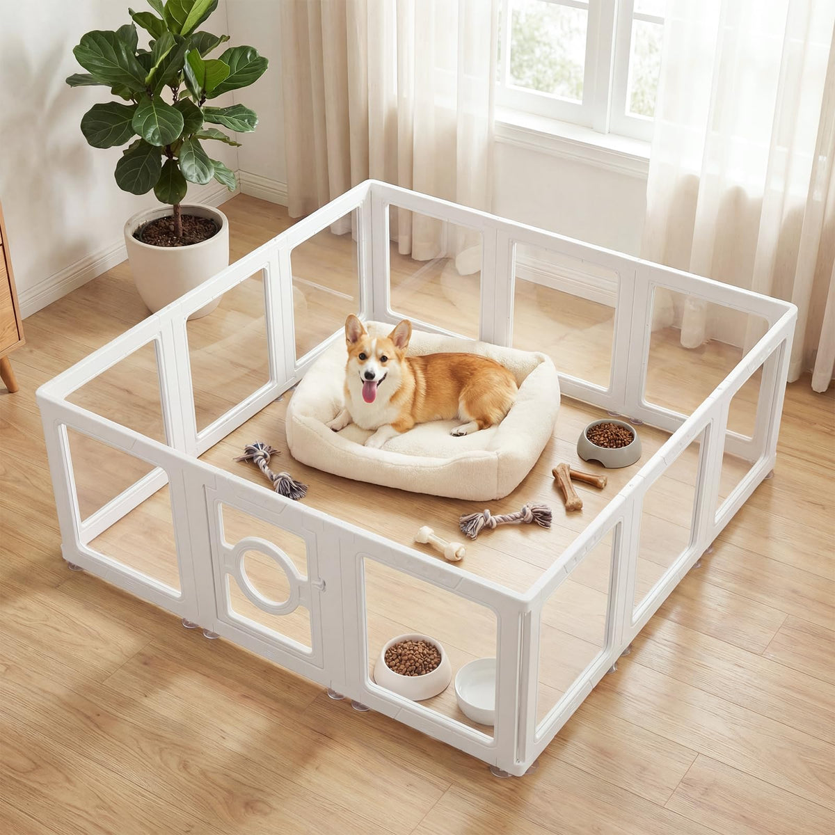 JEKO&JEKO Pet Playpen in Medium, White