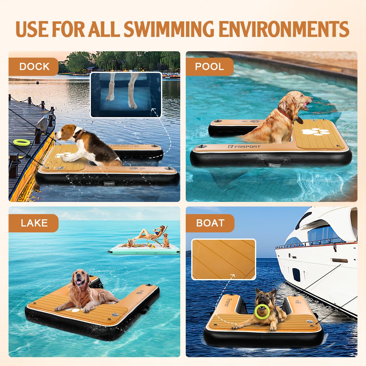 FBSPORT Ramp in 47"*39"*6", Black&wood Grain