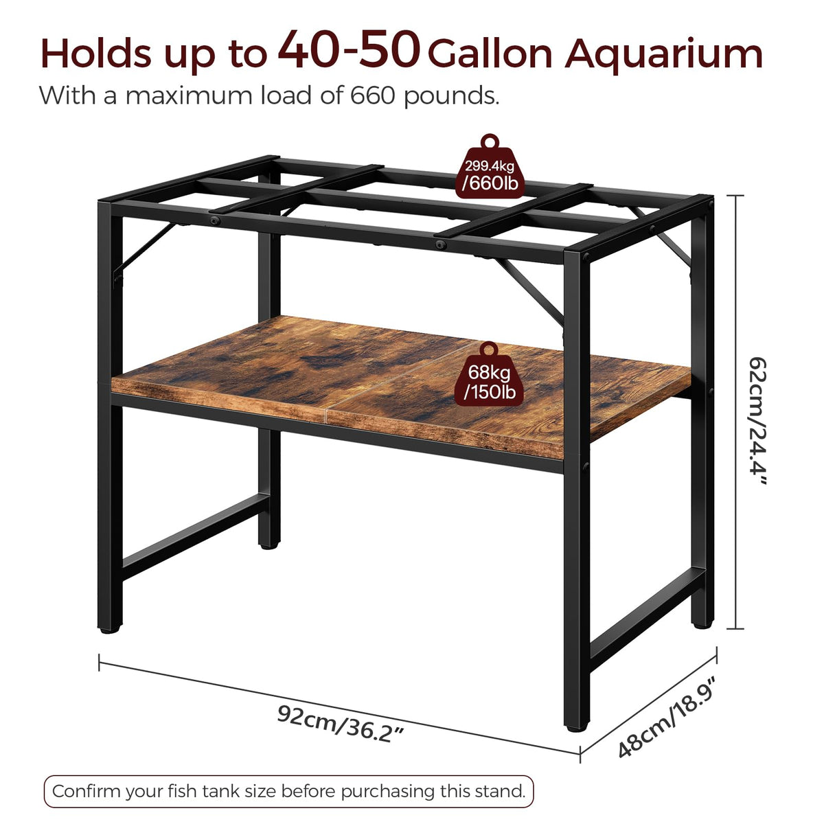 MAHANCRIS Item Stand in 40-50 Gallon, Rustic Brown