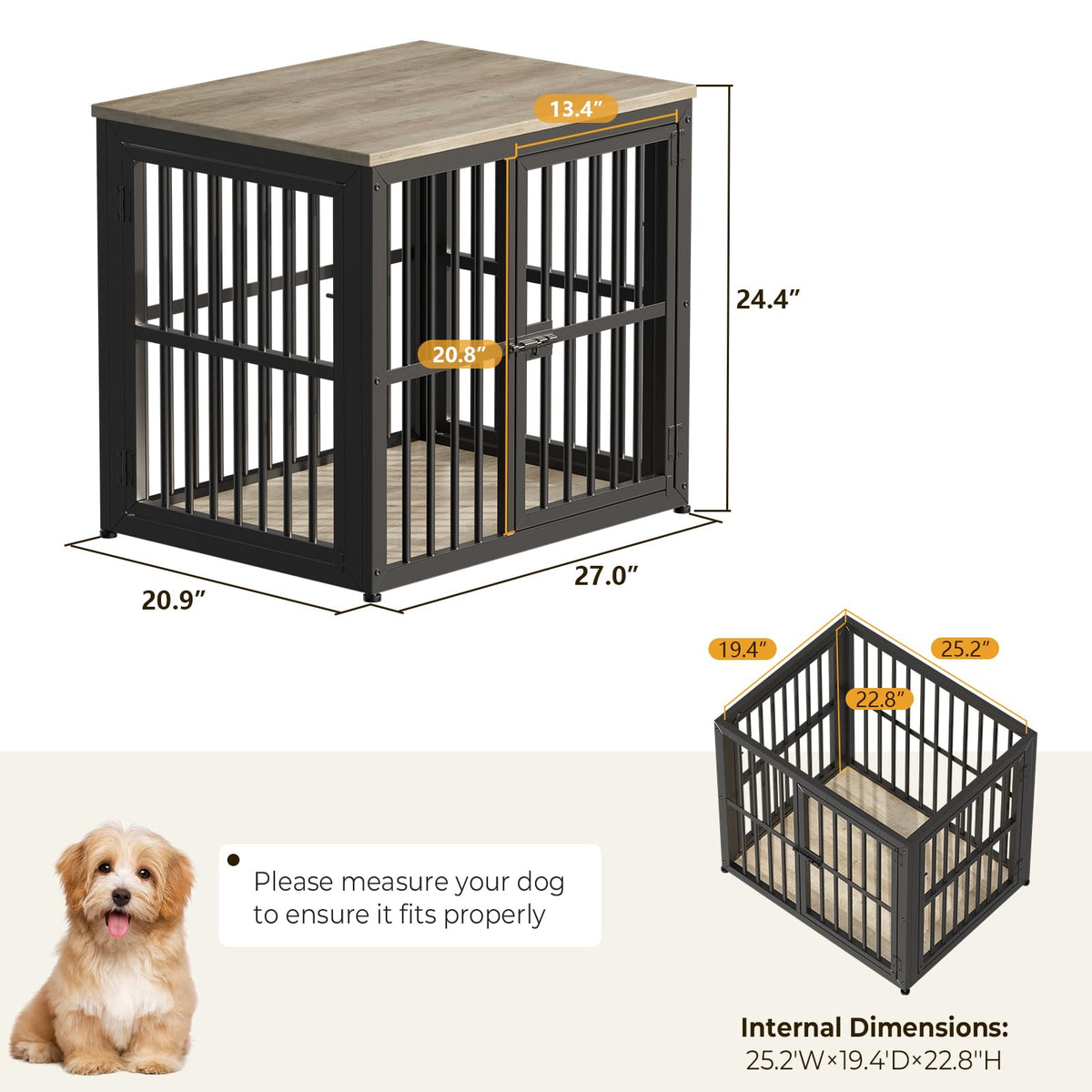 Lyromix Animal Cage in 26.9"L x 20.9"W x 24.0"H, Ancient gray