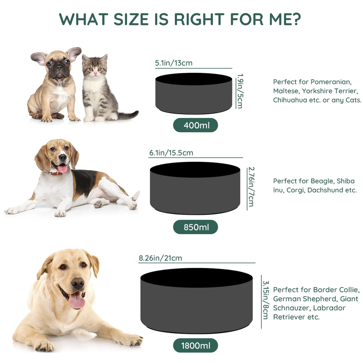 SPUNKYJUNKY Pet Feeder in 7.6 cups, Black × 2