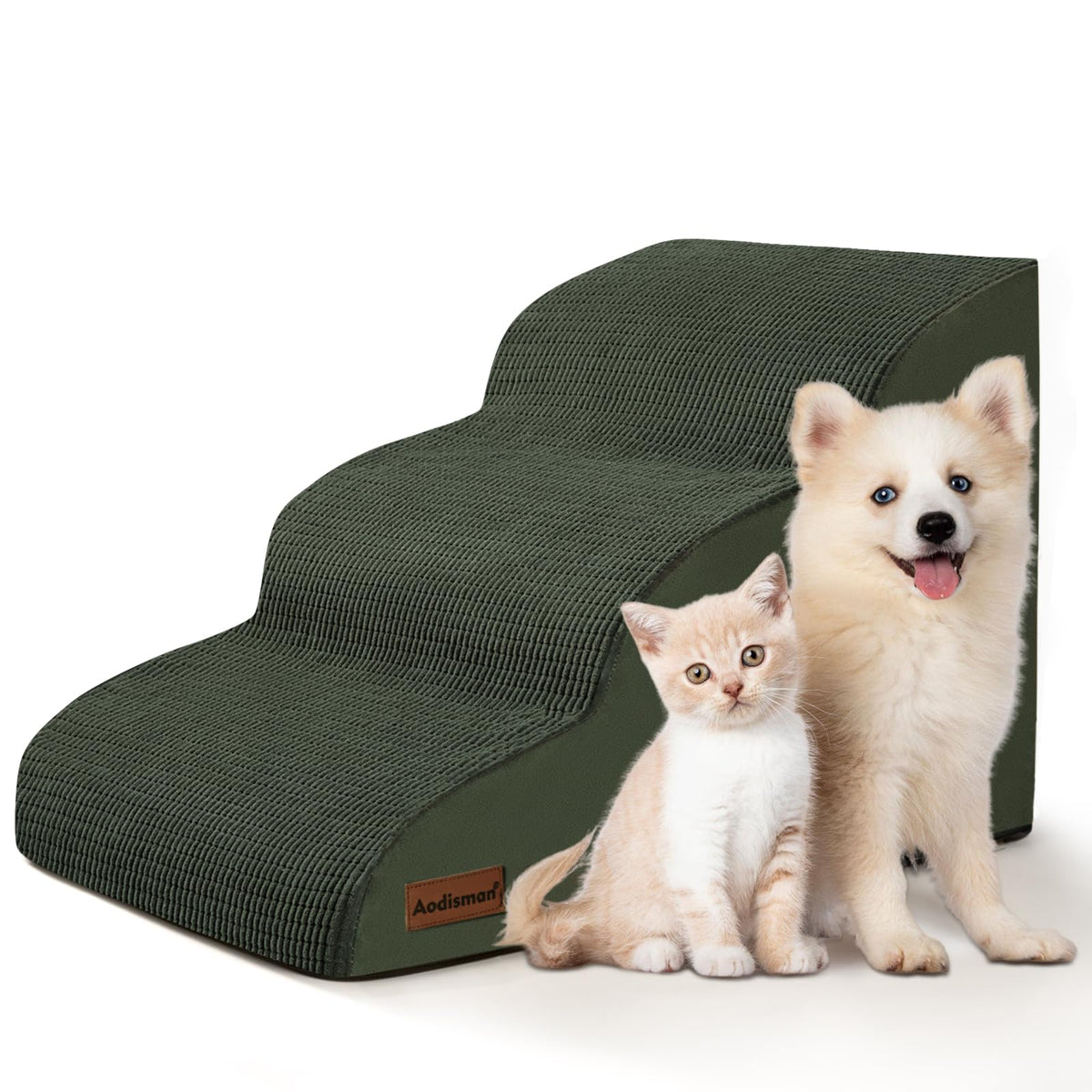 aodisman Animal Stair in Standard 3-Step 15.7"H, Green