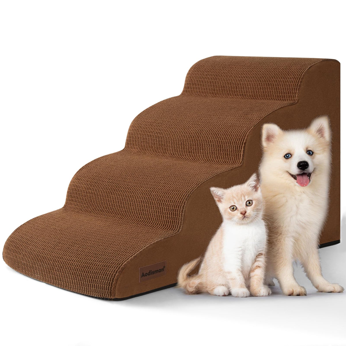 aodisman Animal Stair in Standard 4-Step 17.4"H, Brown