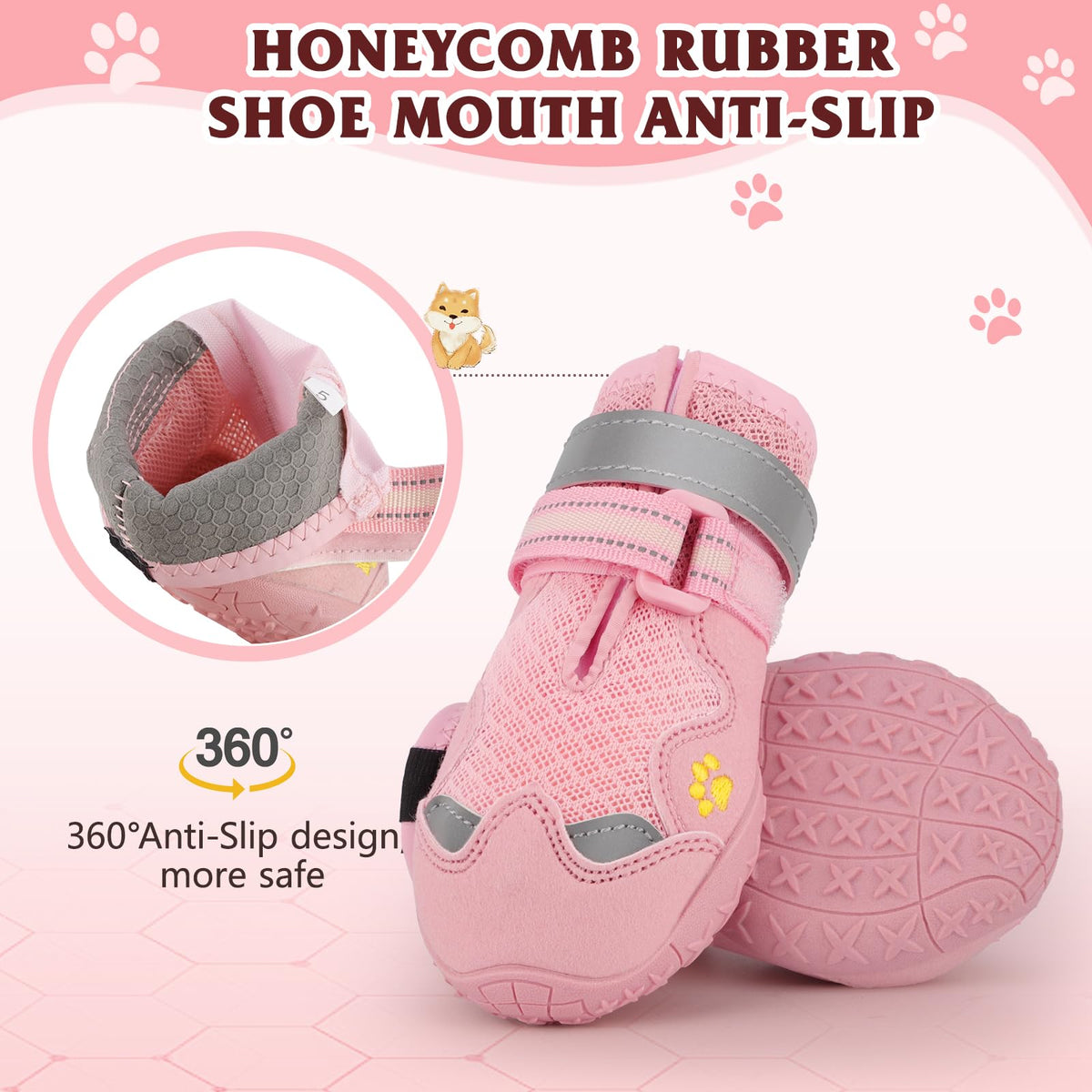 FISHOAKY Paw Hoof Protector in Size 2: 1.77''x2.3''(W*L), Pink