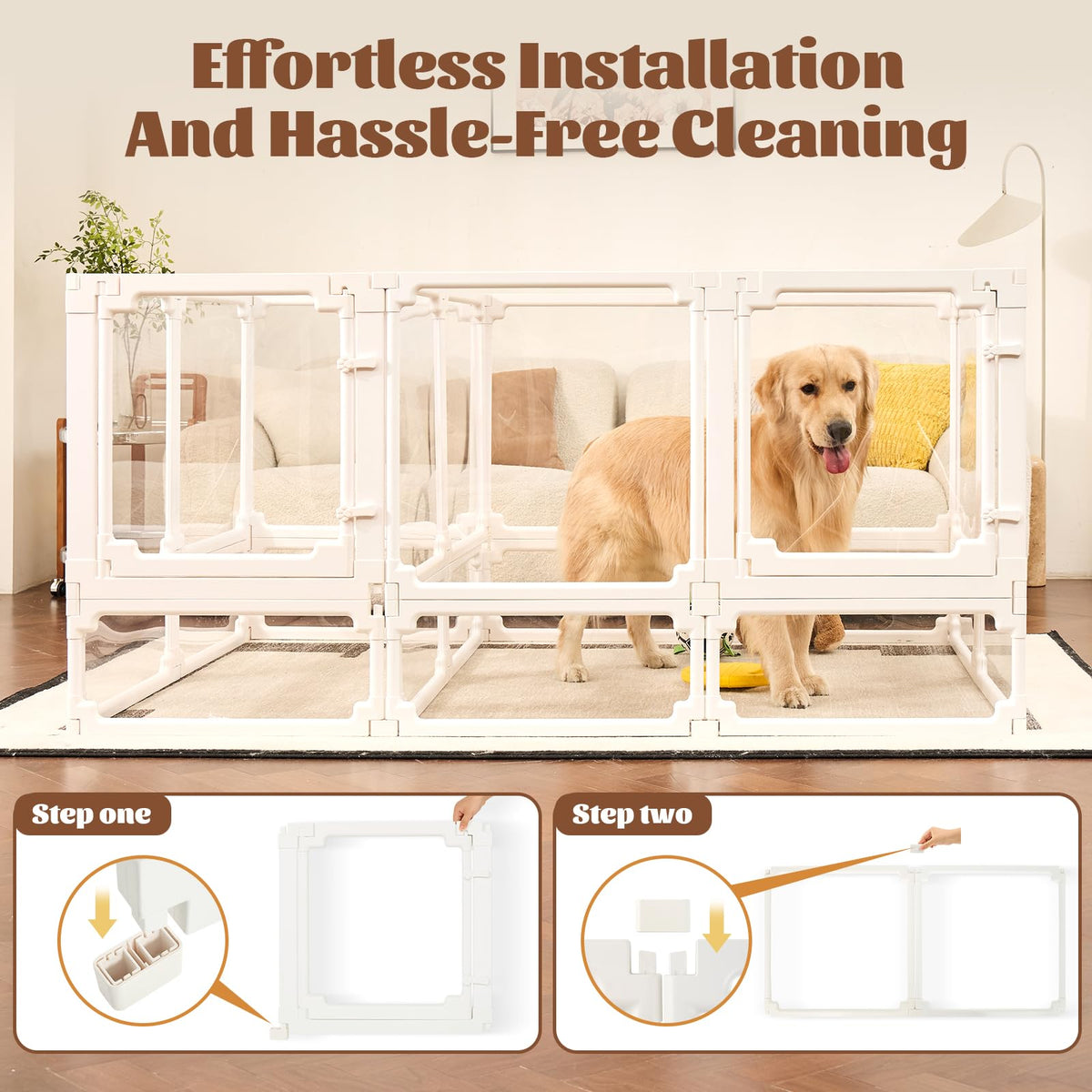 EVOTAILS Pet Playpen in 24"-1 Door+1 Panel, White