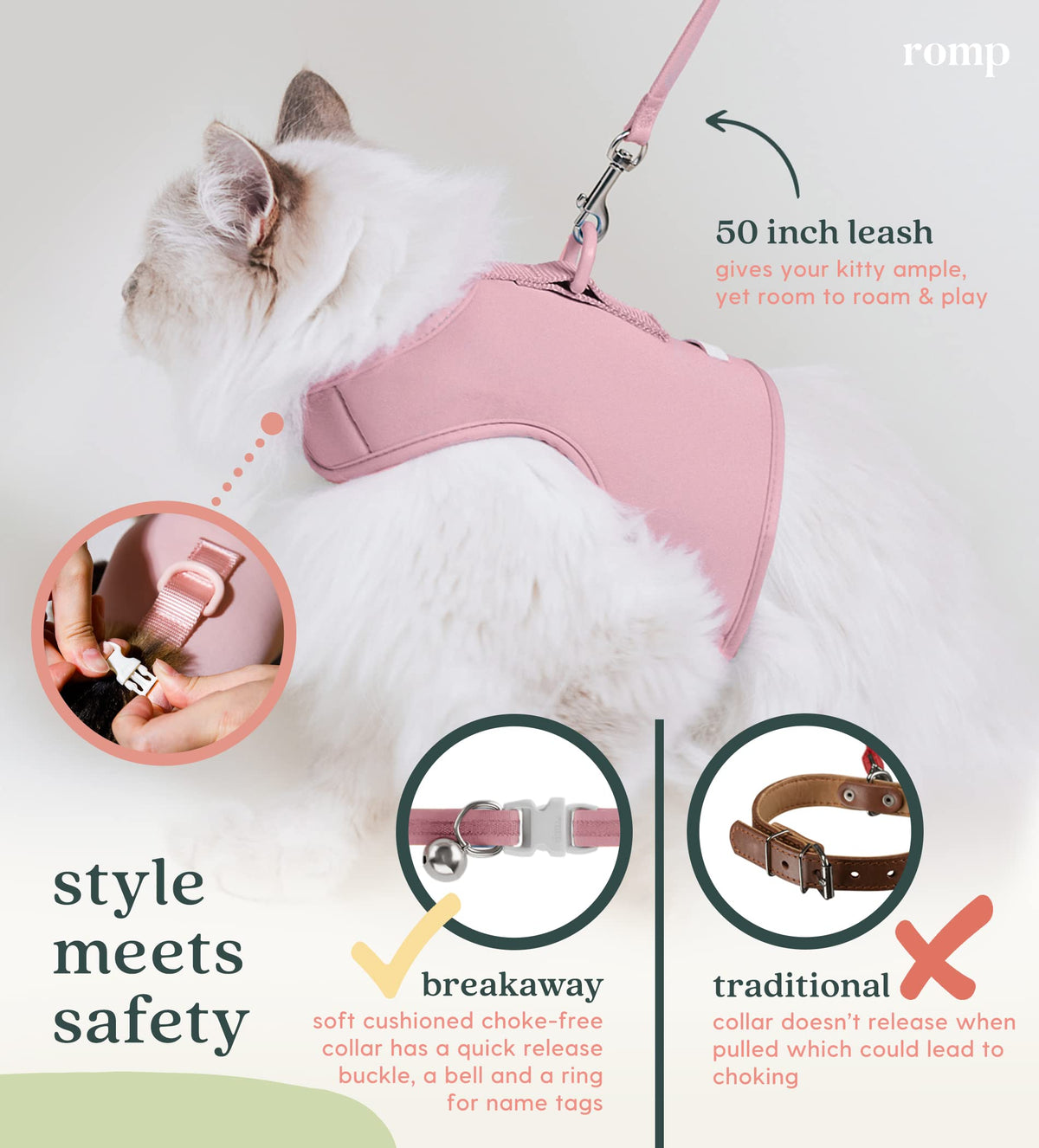 ROMP Animal Harness in Small, Powder Pink