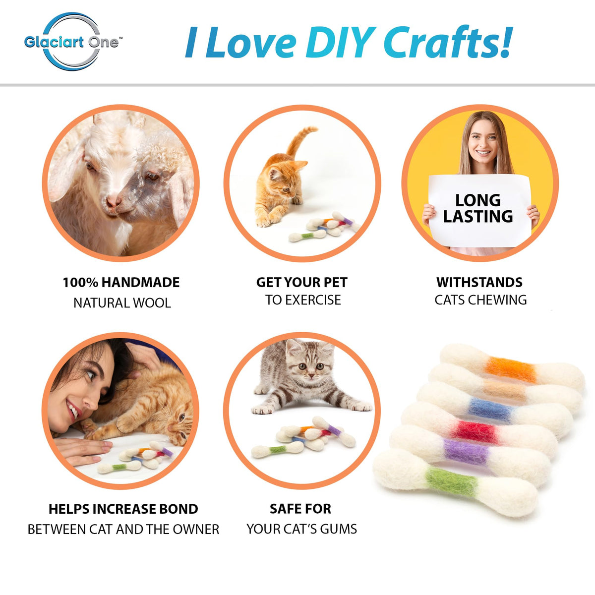 Glaciart One Pet Toy in Mini, Colorful Swabs
