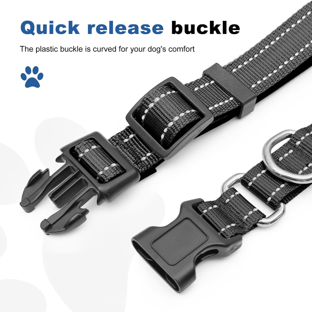 GDLKPS Animal Collar in XS:3/4" Wide for 11.5"-13.5" Neck, Black