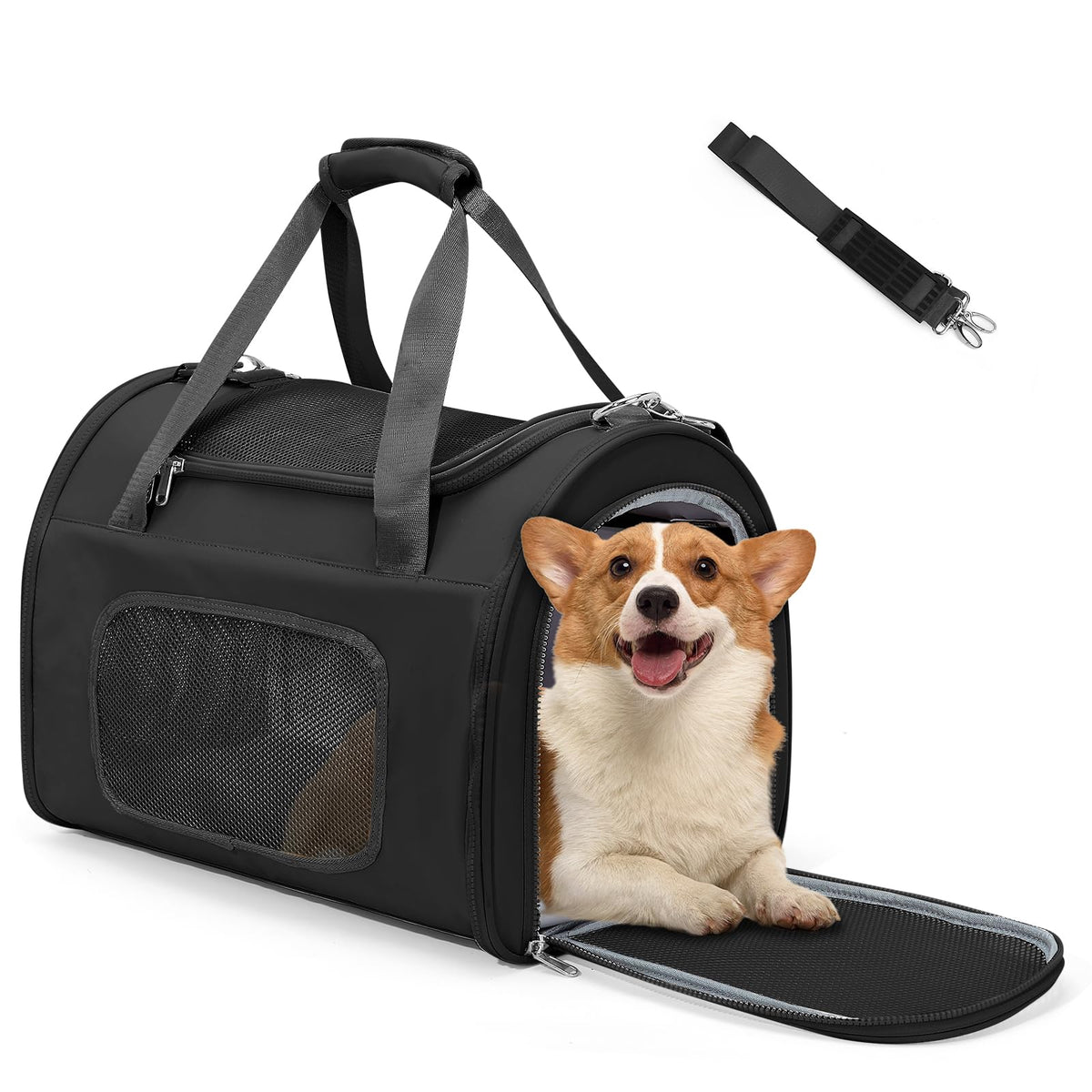 WEPLAN Animal Carrier in 17.9"L x 11.8"W x 12.9"H, Black