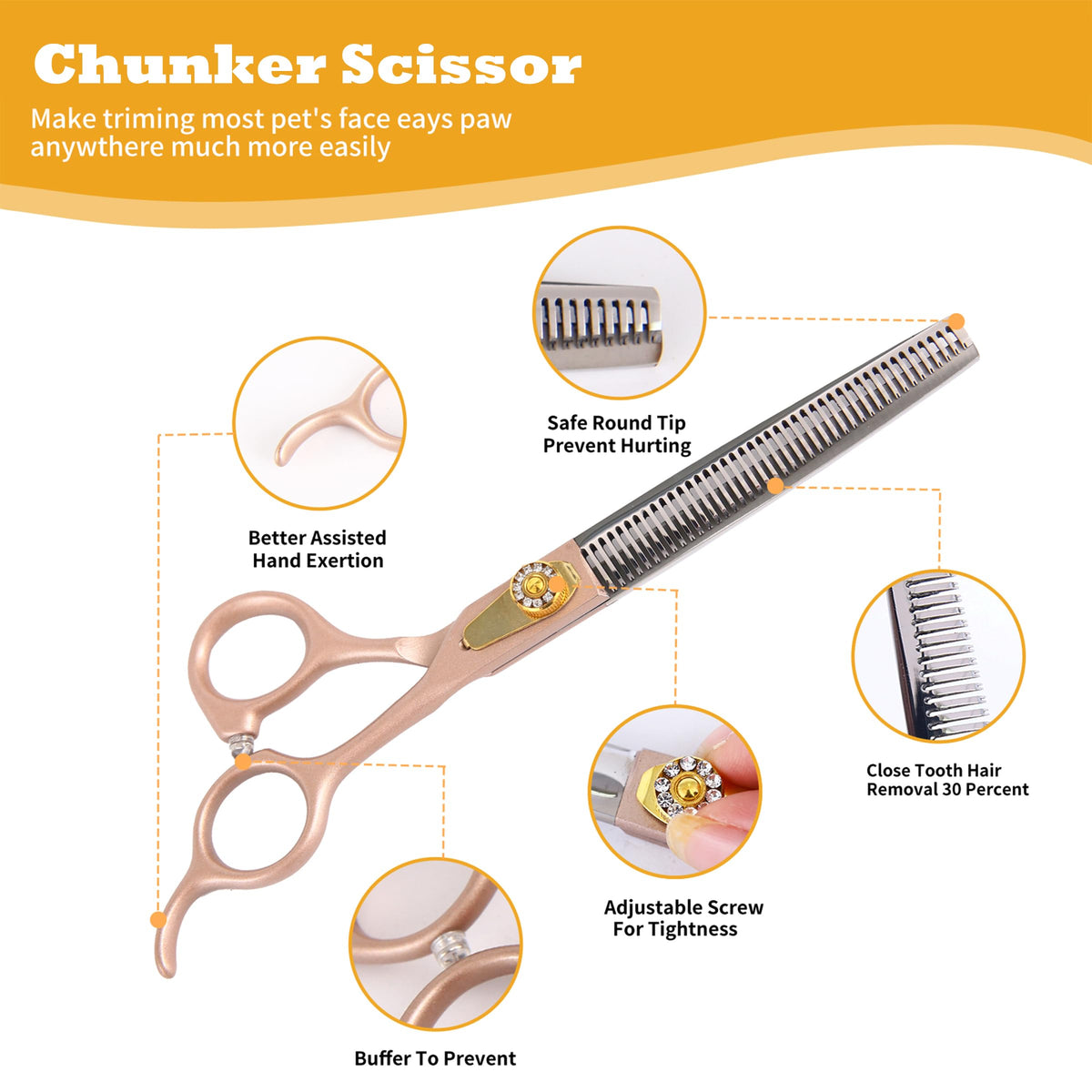 hyzrqwyw Scissors in 4 pieces - Professional Kit, Rose Gold