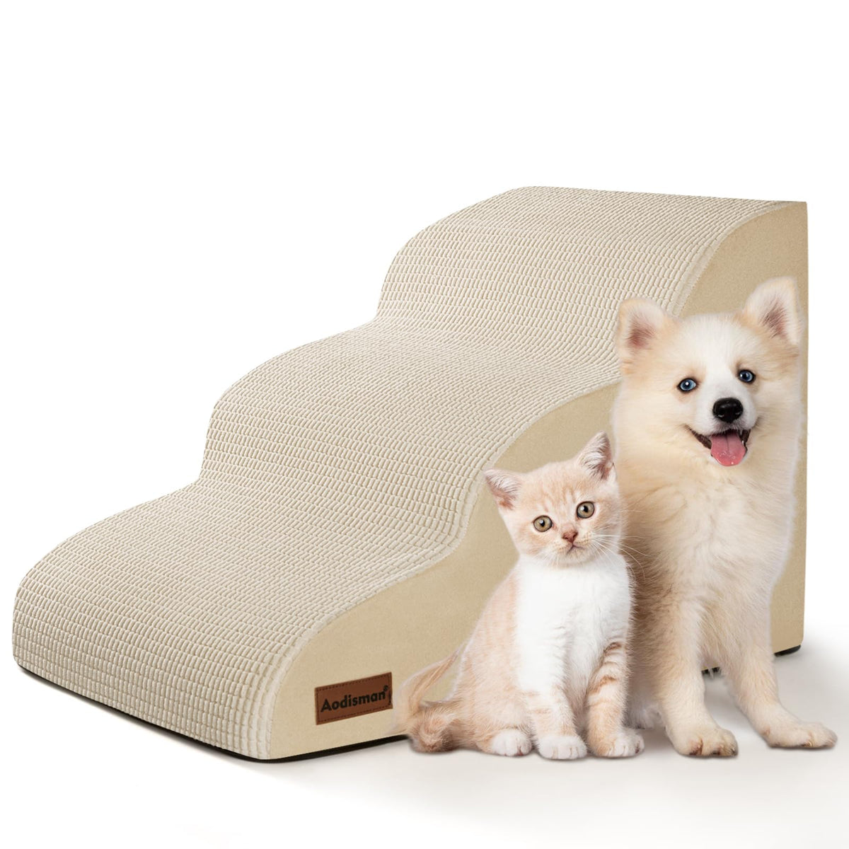 aodisman Animal Stair in Standard 3-Step 15.7"H, Beige