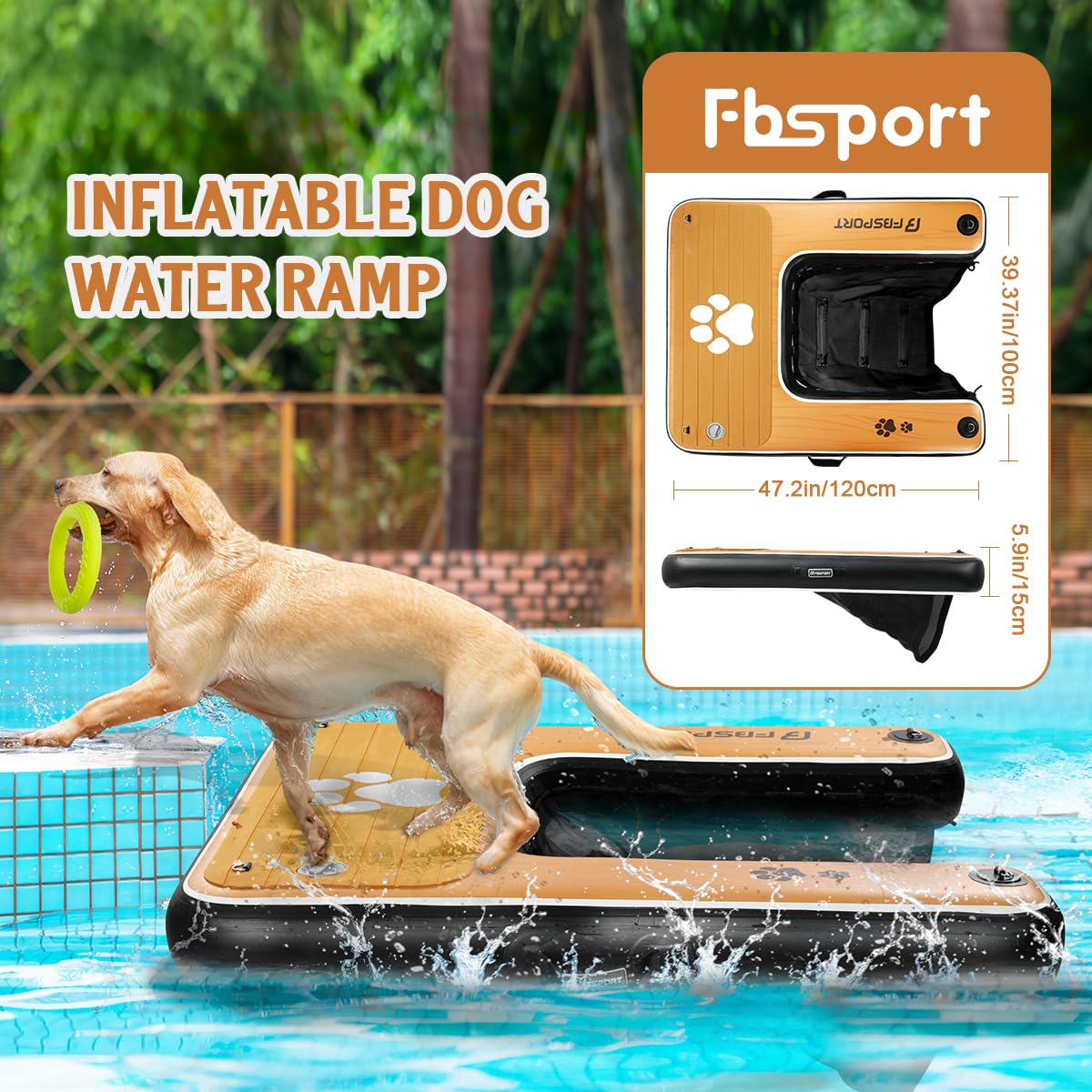FBSPORT Ramp in 47"*39"*6", Black&wood Grain