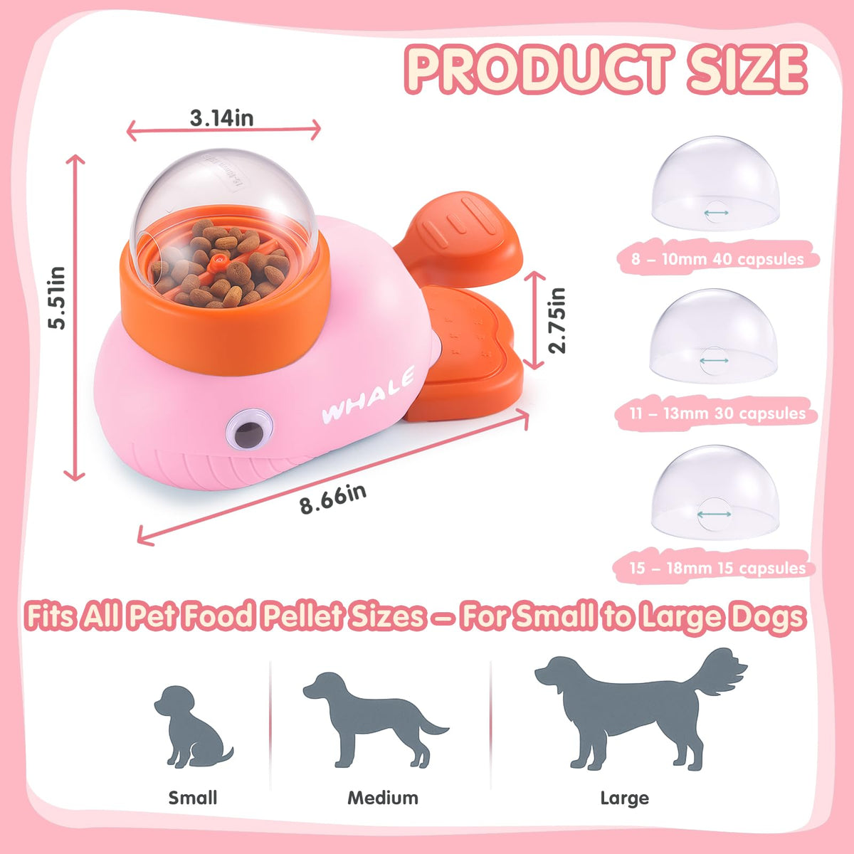 Star&Mi Pet Feeder in Whale-Pink