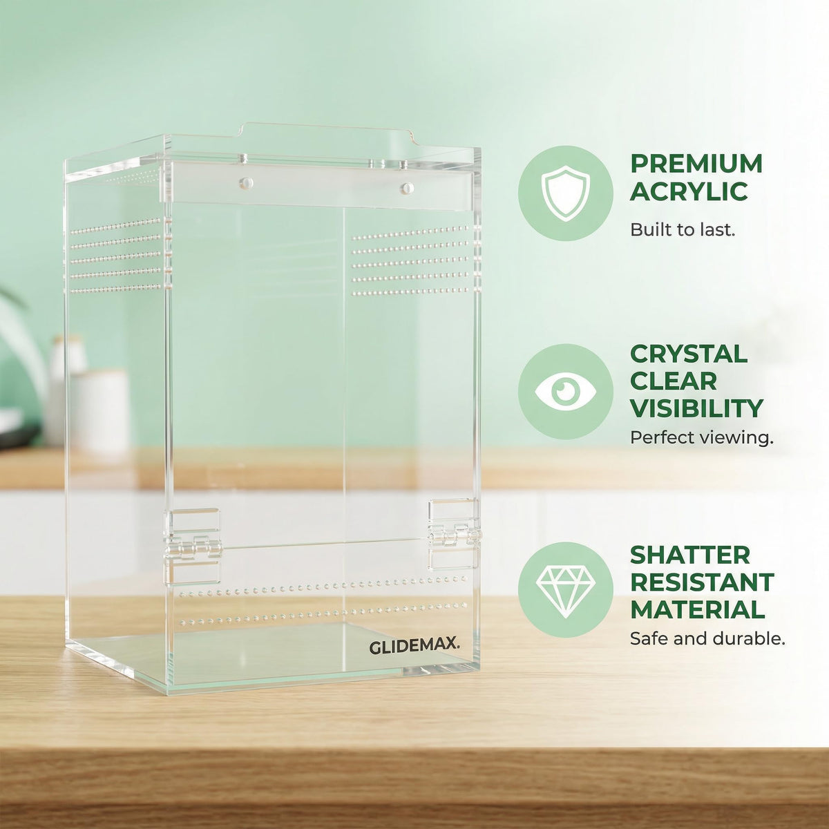 GlideMax Vivarium in 6x6x9inch, Clear