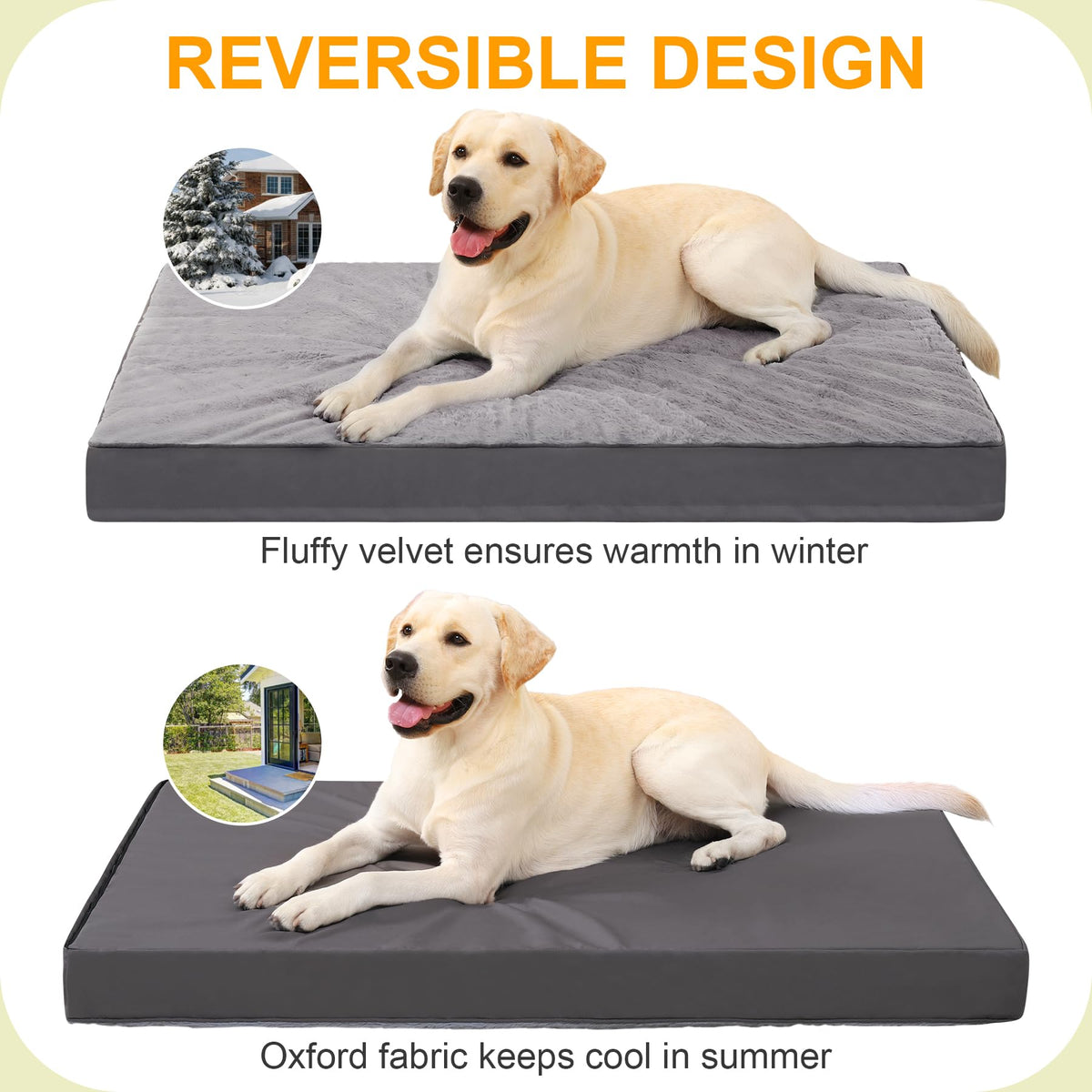 KSIIA Pet Bed Mat in 35.0"L x 22.0"W x 3.0"Th, Dark Grey
