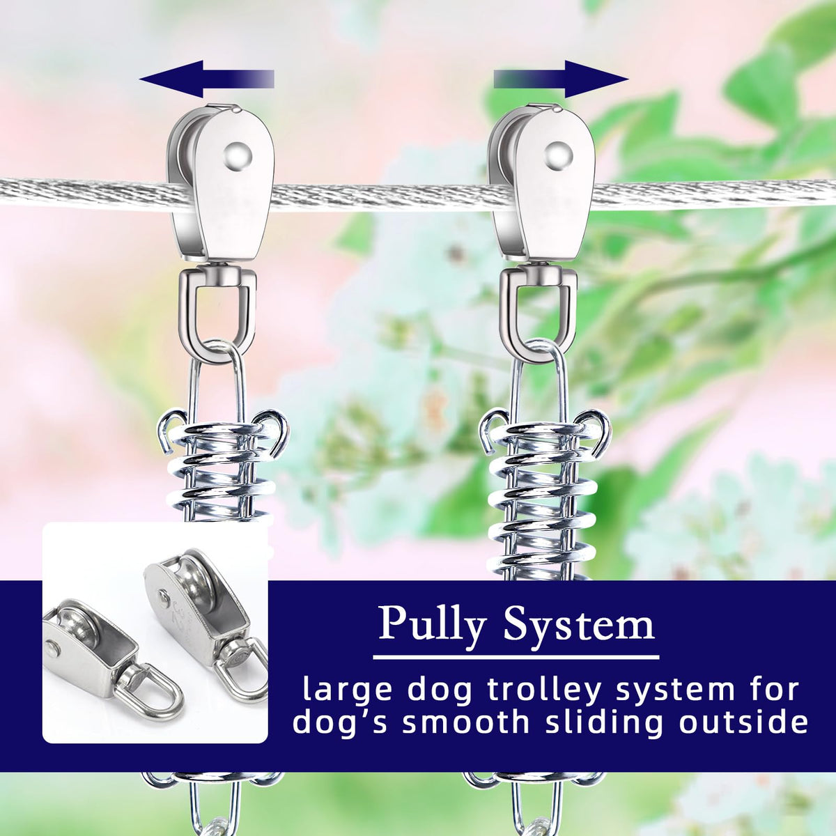 Snagle Paw Leash in 50ft run cable+10ft tie out cable, Silver for 250lbs dogs