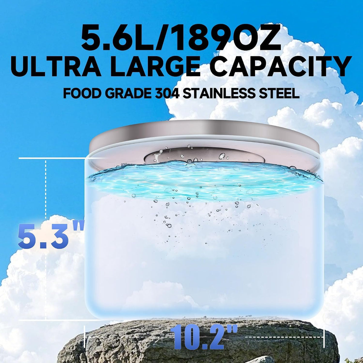 LQPBDFDC Animal Water Dispenser in 5.6L-Round, silver