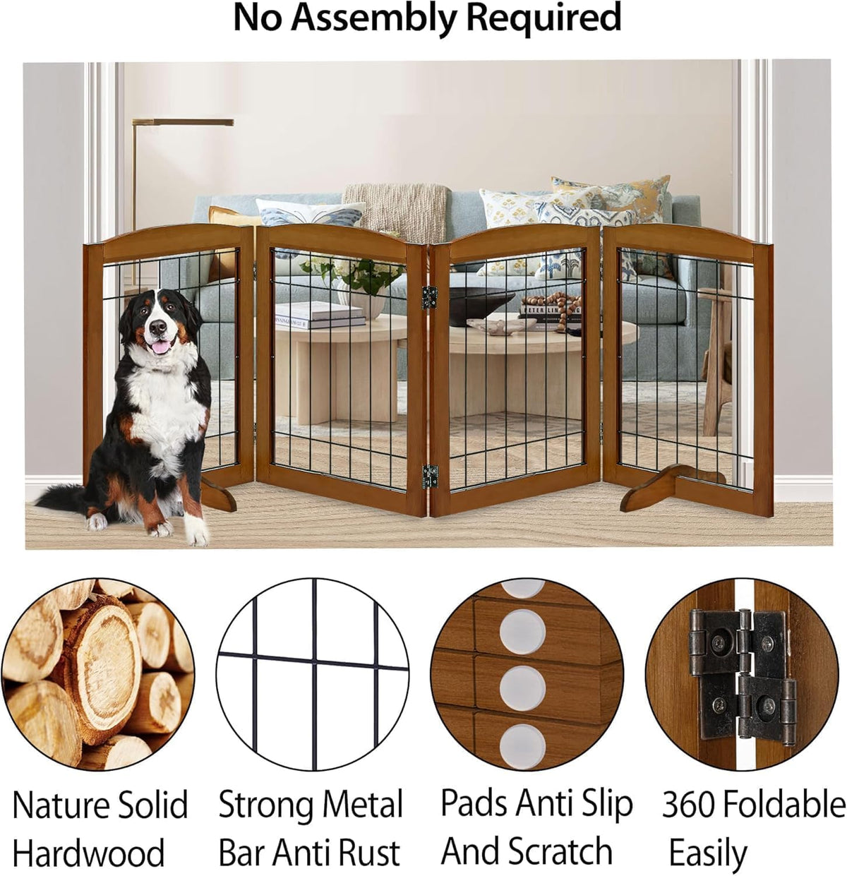 LZRS Temporary Gate in 30"Height-4 Panel, Black