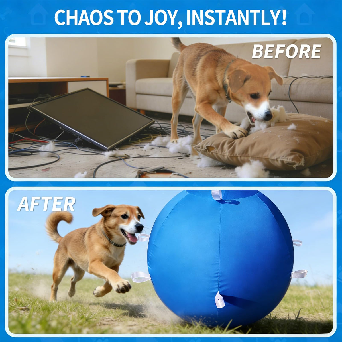 SWYIVY Recreation Ball in 25", Blue & Green Straps Ball Cover Kit + Ball