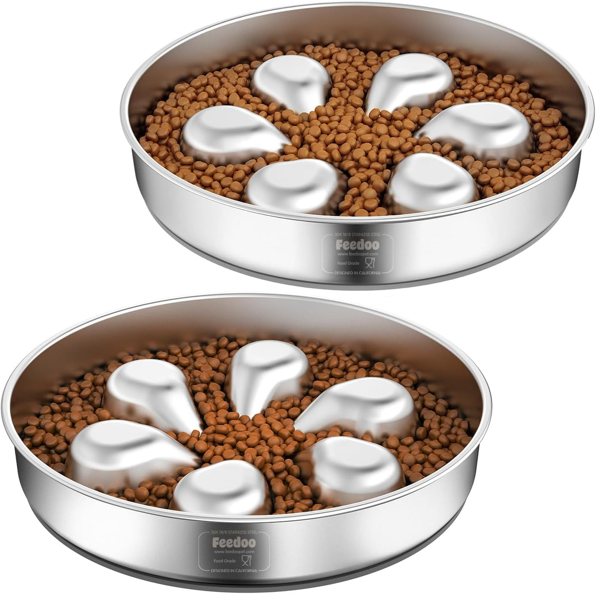 Feedoo Pet Feeder in L 3.5-Cup, Flower-2Pack