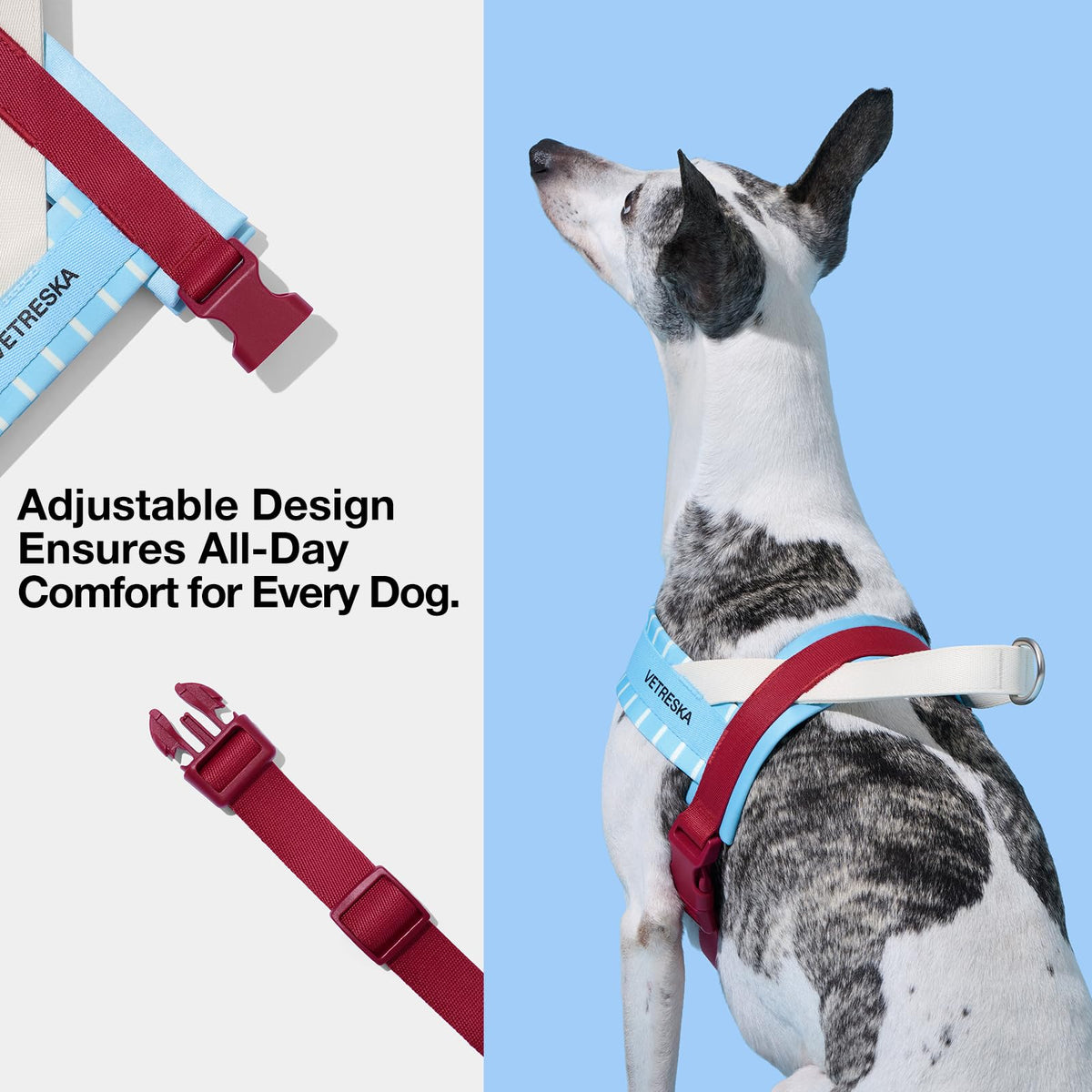 VETRESKA Animal Harness in XS(Chest: 16.9"-22"), Mist & Merlot